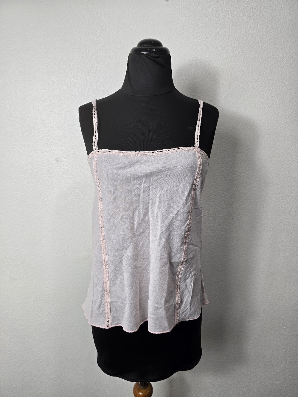 Vintage Pour Les Femme Light Pink Lace-Trim Cami Top